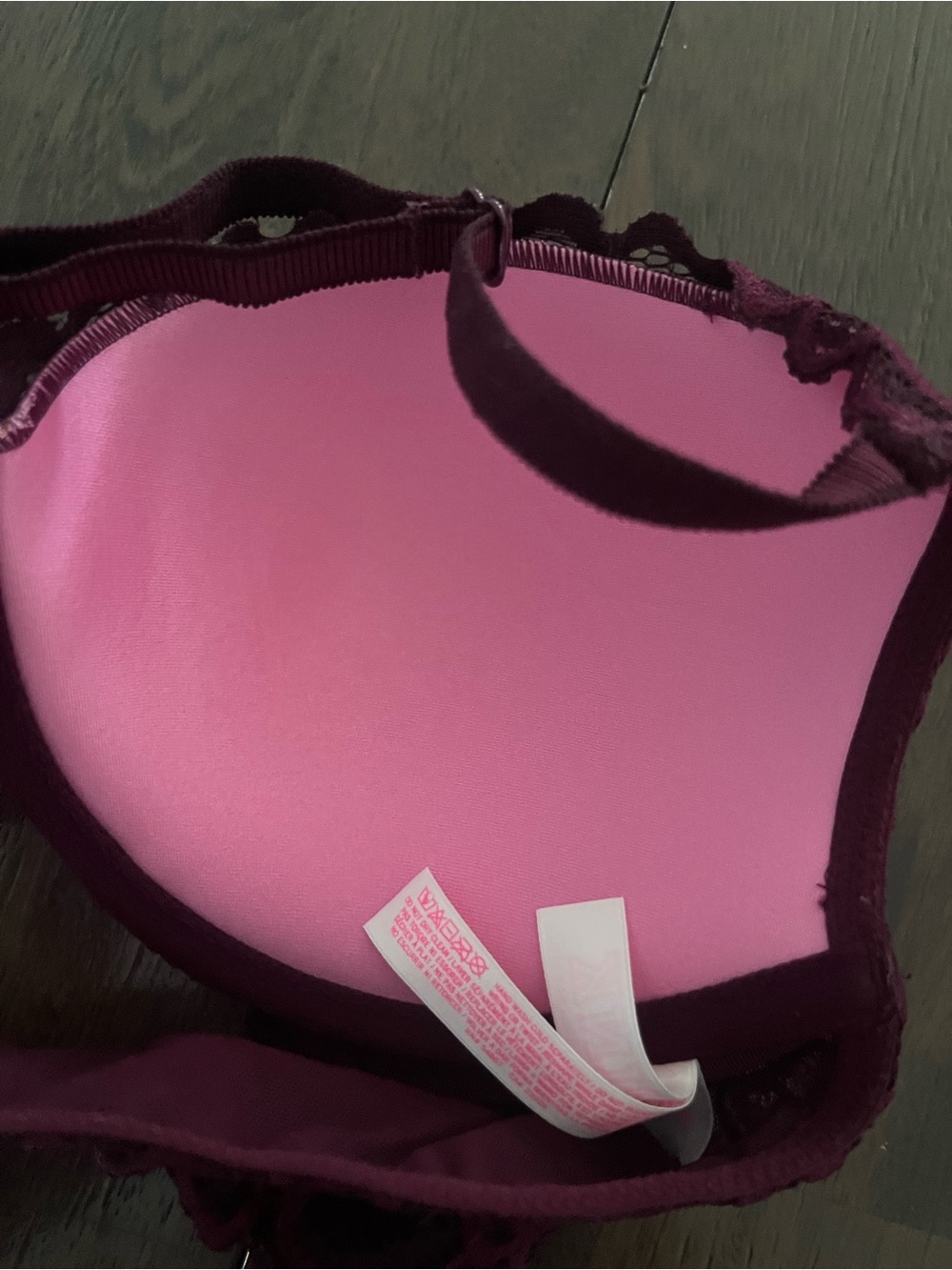 PINK Victoria's Secret 36 B Lace Date Racerback Bra in Deep Plum 36B Like New - Picture 6 of 11